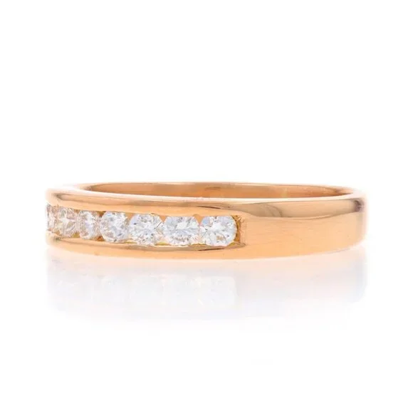 Rose Gold Diamond Men's Wedding Band - 18k Round .51ctw Channel Set Ring